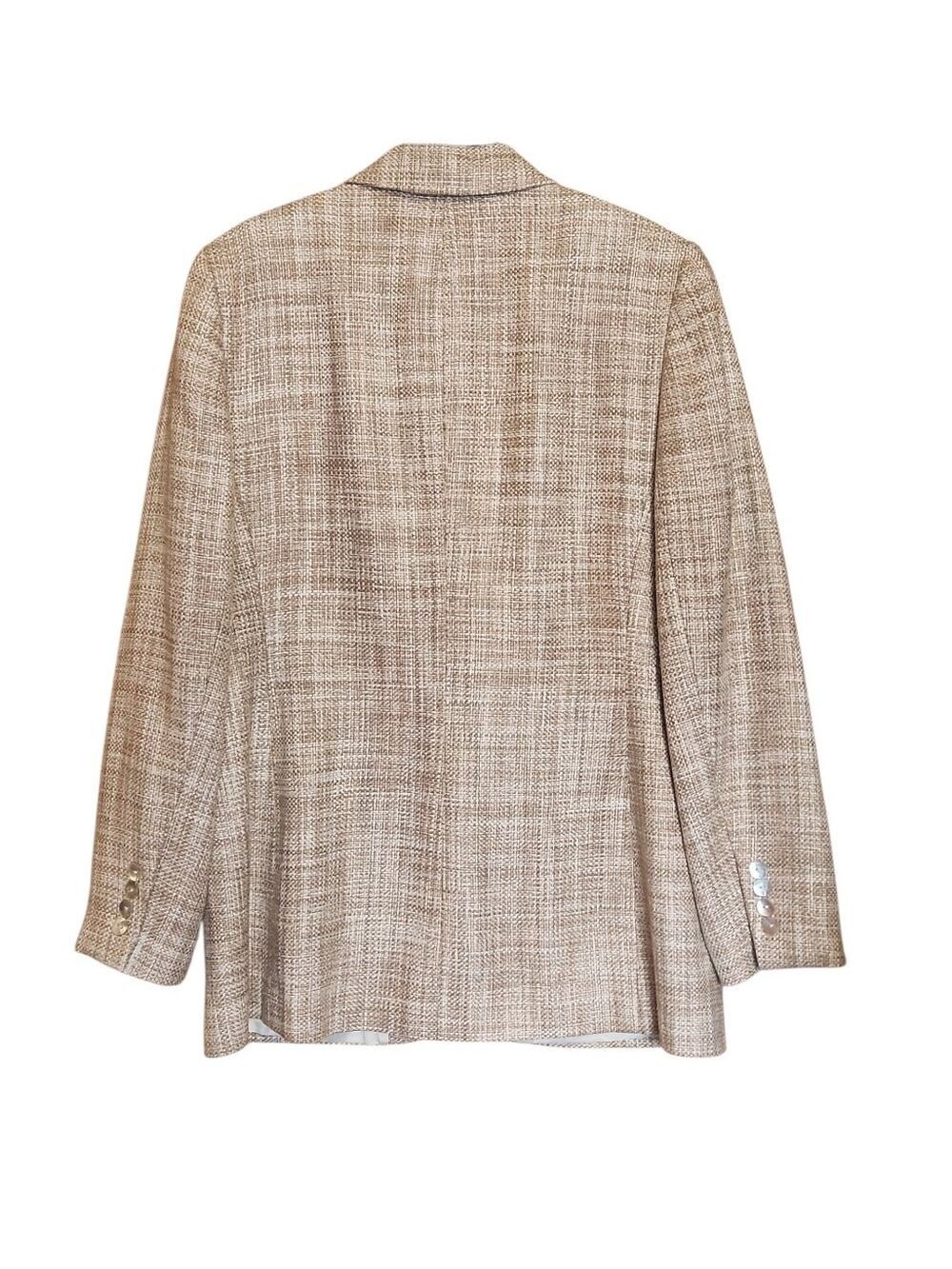 VINTAGE AUSTIN REED LUXURY 100% MATKA SILK TWEED BLAZER TAN QUIET LUXURY 12 - Picture 5 of 11